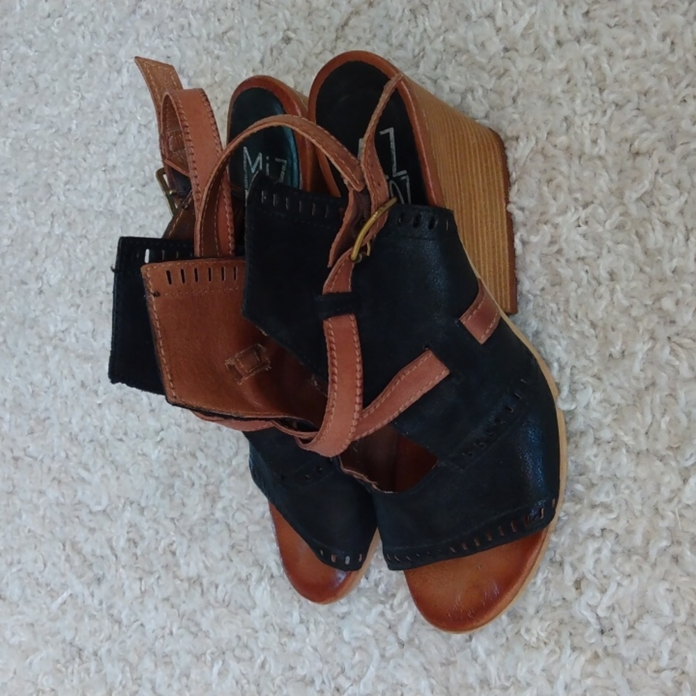 Miz Mooz Kipling Leather Wedge Sandals.